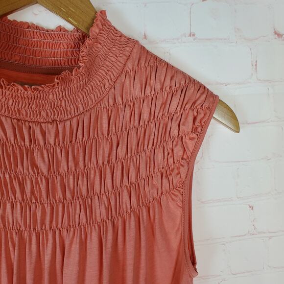 Sundance Everyday Essence Smocked Mock Neck Top Size M Sleeveless Cotton Lyocell - Picture 5 of 11